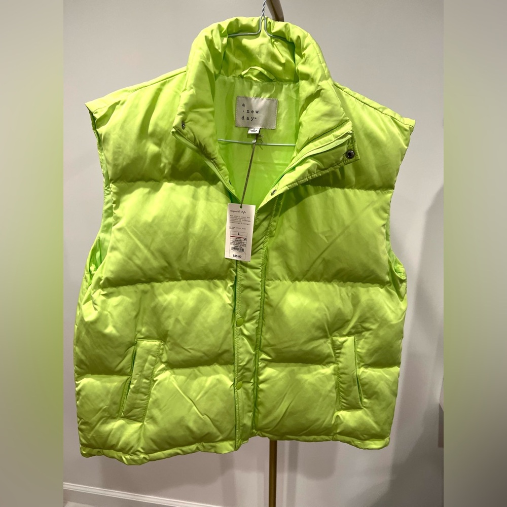 A New Day Neon Green Puffer Vest
